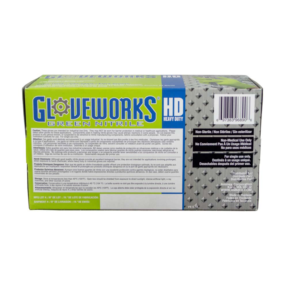 GLOVEWORKS HD Black Nitrile Industrial Disposable Gloves, 6 Mil, Latex &  Powder-Free, Food-Safe, Raised Diamond Texture X-Large (Pack of 100) Box of  100